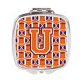 Carolines Treasures Letter U Football Orange, White and Regalia Compact Mirror CJ1072-USCM